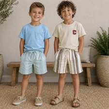 Lot Of 4 Cat  Jack Boy Outfits Size 8 Medium Brown Blue Striped