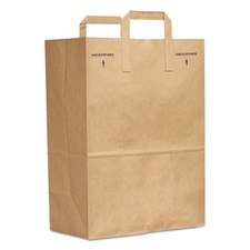 General Supply SK1670EZ300 Grocery Paper Bags, Natural Kraft Flat Handles, #1/6