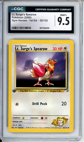 Lt. Surge's Spearow (1st Edition) graded CGC 9.5 for sale on eBay