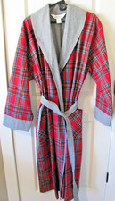 Vermont Country Store Robe Mens Medium Portuguese Red Tartan Plaid Flannel Lined