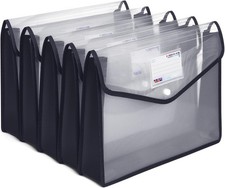 Plastic File Folders, Waterproof Transparent Expandable File Organiser, Portable