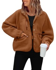 Ladies Polar Fleece Jacket Womens Sherpa Overshirt Coat Warm Winter Jumper UK