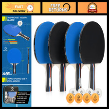 Premium Table Tennis Paddles Set of 4 with 8 Ping Pong Balls & Case - Indoor/Out