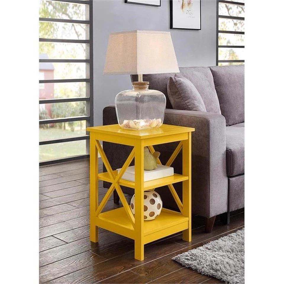 Oxford End Table With Shelves 15.75 Inch Yellow Transitional Home Decor - Image 2 of 4