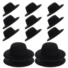 2 Pack Snowman Hats for Crafts Mini Top Dolls with Black Vintage