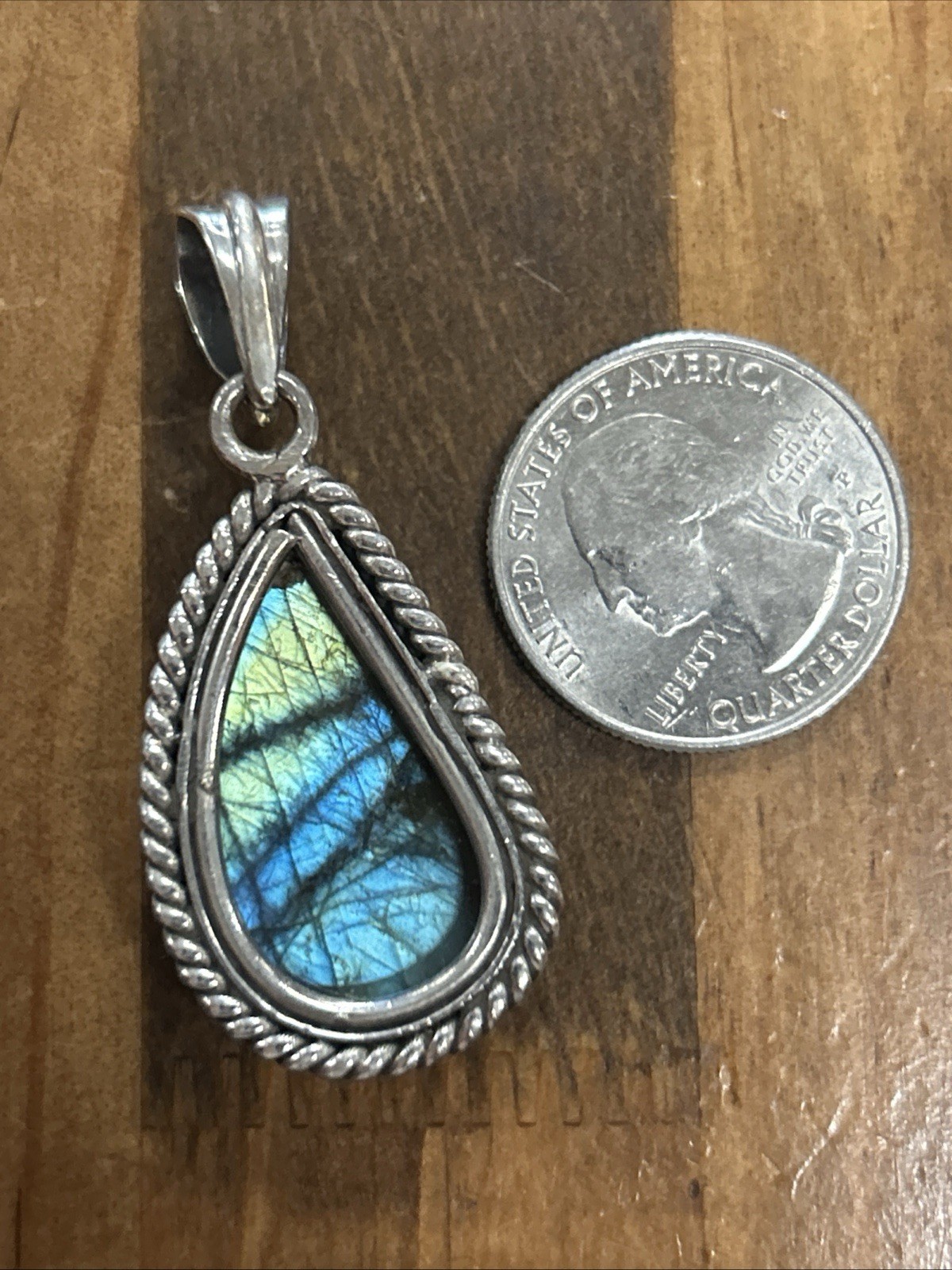 Sterling Silver Labradorite Irregular Teardrop Pe… - image 2