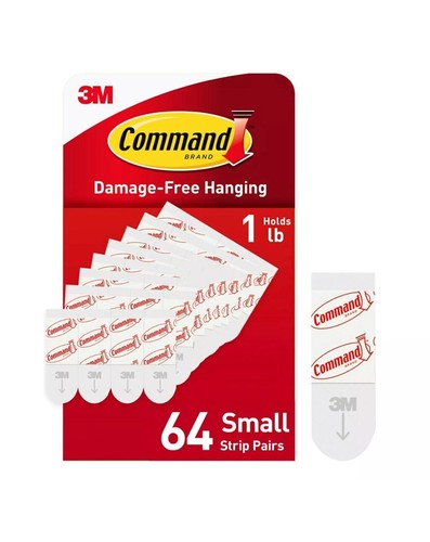 Command Small Refill Adhesive Strips, Damage Free 64 Count (Pack of 1), White - Picture 1 of 7