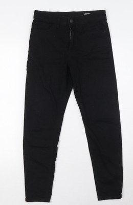 Marks and Spencer Damen Schwarz Baumwolle Skinny Jeans Größe 6 L26 Normal Knopf
