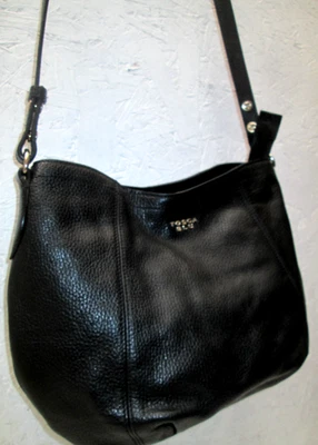 TOSCA BLU sac à main bandoulière cuir noir authentique vintage - Photo 1/4