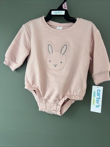 Carters Baby Girl Bunny Bubble Bodysuit Pink Long Sleeve Easter Infant