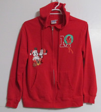 Juniors/Teens Disney Mickey/Minnie Christmas Full Zip Hoodie Red Size LARGE