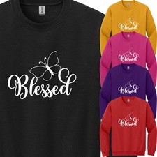 Blessed Faith Love Christian God Greatful Religious Mens Sweatshirt USA Gift Tee
