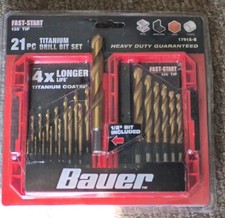 *NEW* BAUER Titanium Drill Bit Set, 21-Piece, 63911, 1791A-B W-Case Sealed Tool