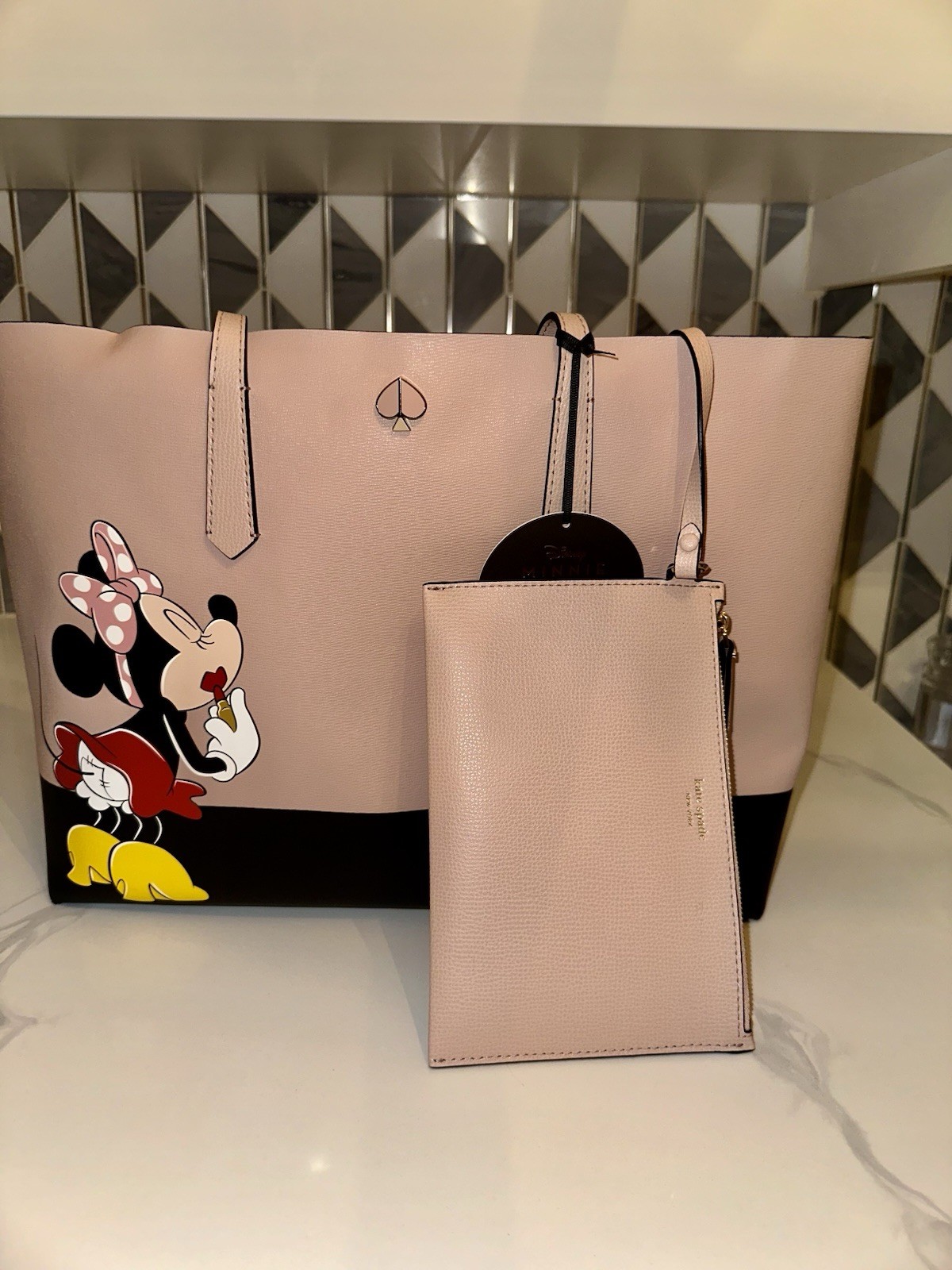 Rare! NWT Disney x Kate Spade Minnie Mouse Limited Edition Tote + Pouch Set image 6