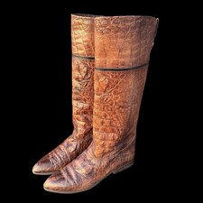 Pollini Crocodile Leather Riding Boot Womens 8.5AA Italian Italy Boots