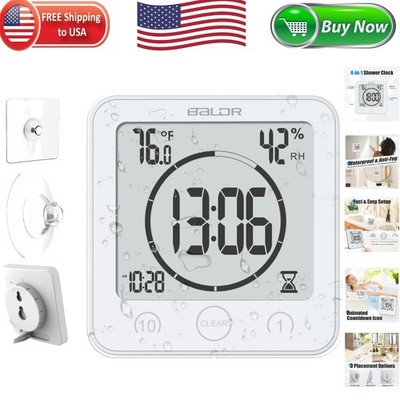 Versatile Shower Timer with Temperature & Humidity - Easy Read Digital Clock