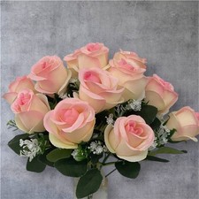 Artificial Rose Bunch – Realistic Silk Flowers 12-Head with Stems