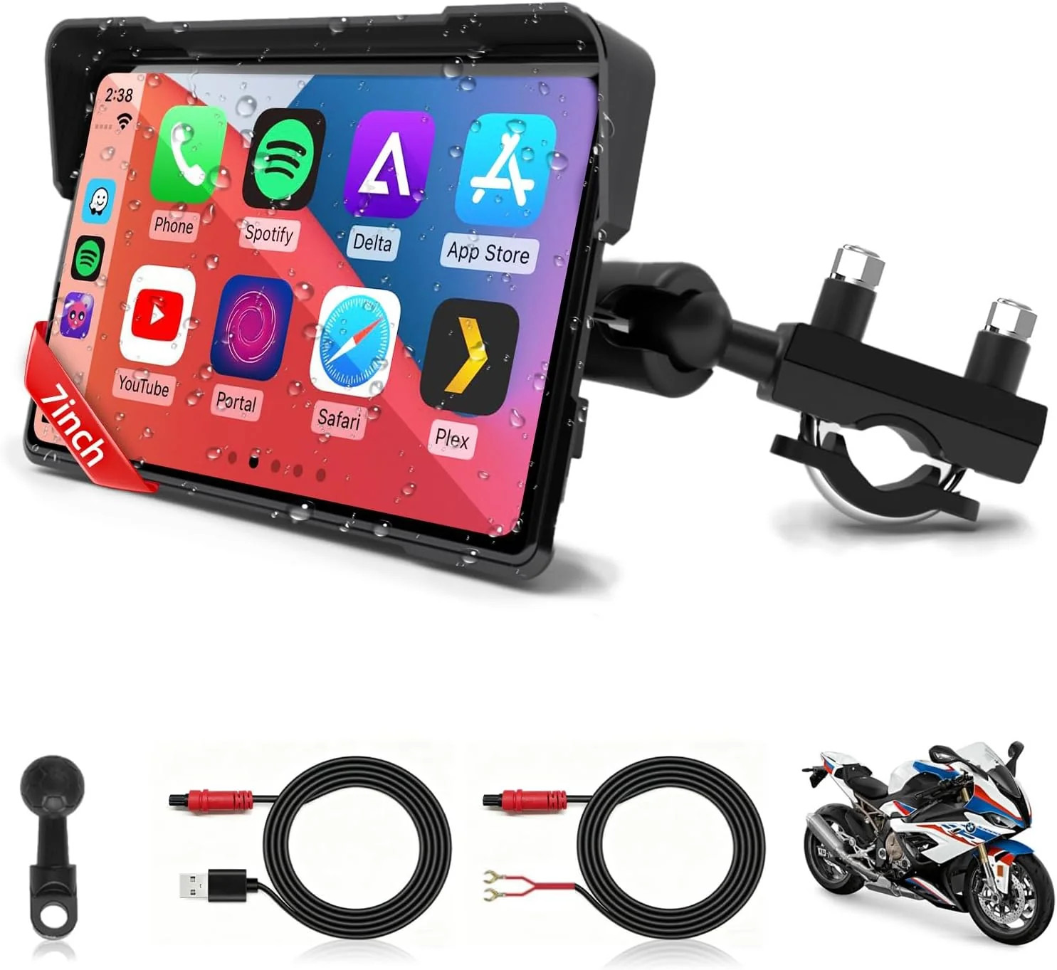 GPS Moto Android Auto Écran 7 Pouces Idéal pour Longs Road-Trips