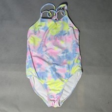 Girls Tie Dye One Piece Swimsuit Tank Multicolor Pink Yellow Blue