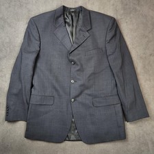 Jones New York Blazer Mens 42R Navy Blue Wool 3 Button Micro Check Sport Coat