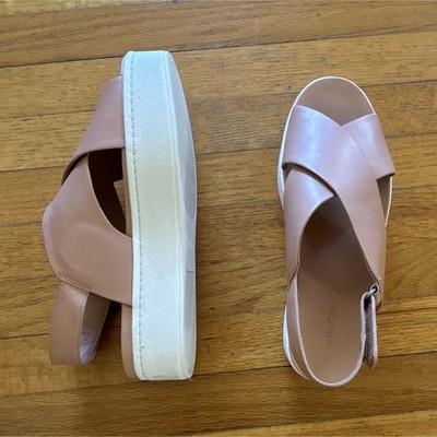 Vince Blush Leather Platform Sandals Strap Slip-On Womens US 8.5 M EU 38.5