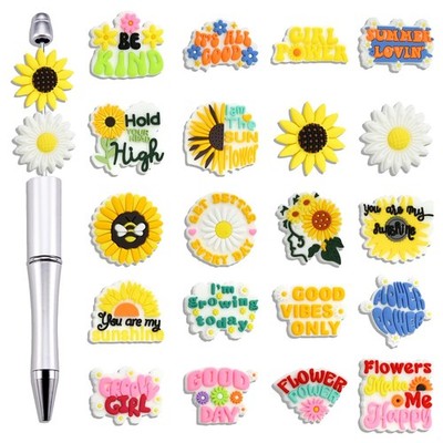 20pcs Sunflower Silicone Focal Beads, Daisy Focal Bead Inspirational Flower Asso