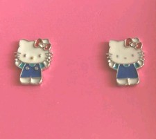Hello Kitty Stud Earrings Silver Tone Enamel Lovely for Children Small  Dainty