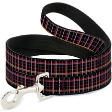 Dog Leash 6-FEET Wire Grid Black/Orange/Purple