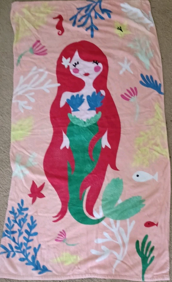 ☀️ Lote Toallas de Playa Sirena Rosa Verano Baño Piscina Niña Melocotón Foto 4 de 4