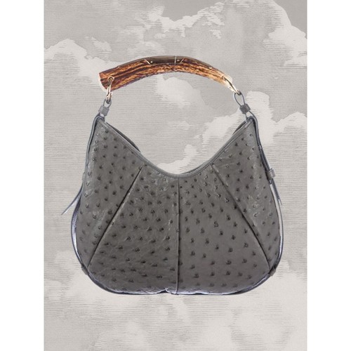 YVES SAINT LAURENT YSL Mombasa ostrich Exotic Skin Leather bag handbag y2k