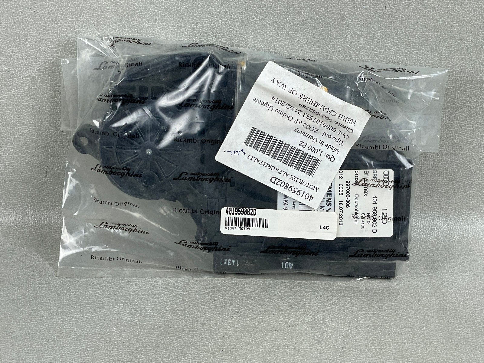 New! 2006-2014 Lamborghini Gallardo Front Right Door Window Regulator Motor OEM