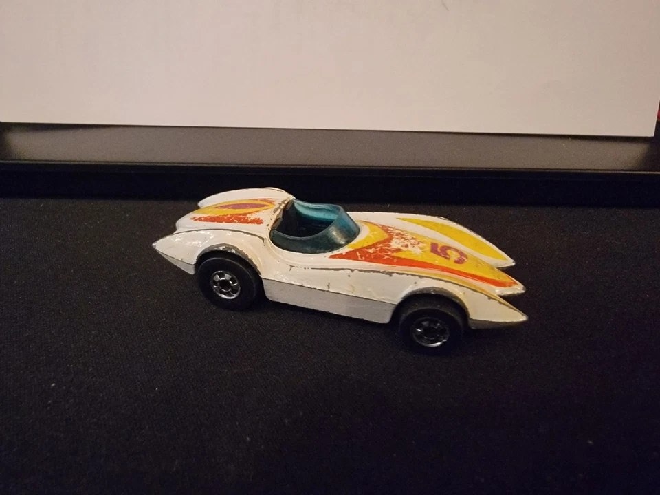 Vintage 1976 Hot Wheels Blackline Second Wind Mach 5 Branco Hong Kong - Imagem 2 de 4