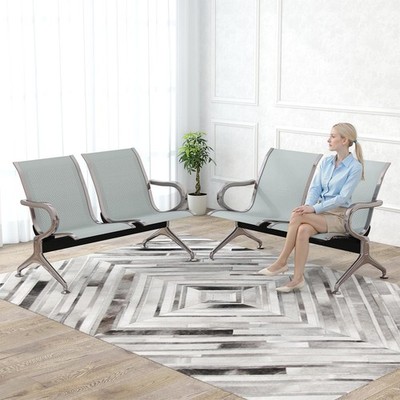 4-Seat Airport Waiting Chair Clinic Bench Office Reception Room Salon Sliver