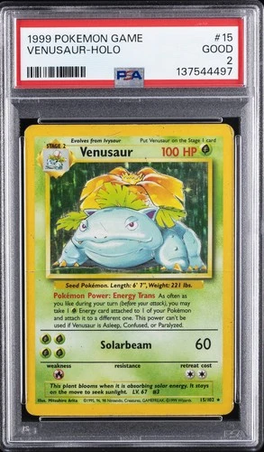 1999 POKEMON GAME #15 VENUSAUR-HOLO PSA 2