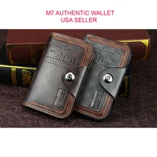 Mens Men's S4 Retro Leather Vertical Section Credit Card Holder Wallet w Hasp