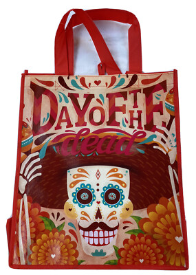 Day of the Dead Reusable Shopping or Grocery Bag, Tote Dia de los Muertos Skull