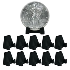 (10) Coin Display Stand Holder Easel Case Small Plastic Storage Box Collector