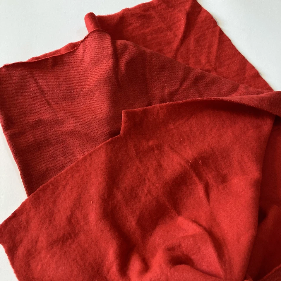 Brushed Jersey Fleece Knit Material Red Fabric 28" x 20" Sewing Crafts Supplies - Image 2 of 4