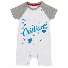 Pagliaccetto neonato personalizzato con nome e tanti cuoricini