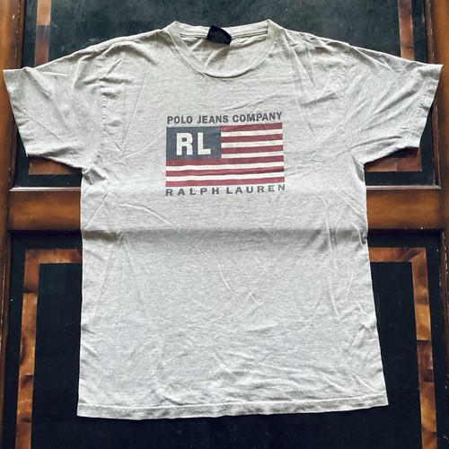 Vintage 90s Polo Jeans Ralph Lauren Tee S Flag (Fits a Large) - Picture 2 of 12