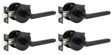 Haidms Interior Door Handles, Zinc Alloy Privacy Door Levers, Matte Black 4 PACK