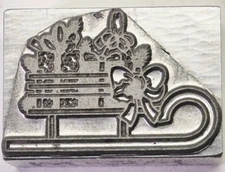 OEM Howard Imprinting Machine Co. Embossing Die: M-24 Santa's Sleigh 2" x 1.5"