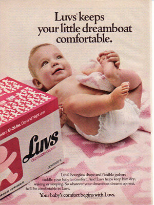 1983 Luvs Diapers Shaped For Comfort babies toddler 1 Page Vintage Print Ad