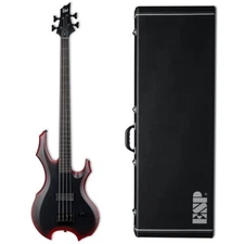 ESP LTD FL-4 Fred Leclercq Signature Bass Black Red Burst Satin + Case B-STOCK