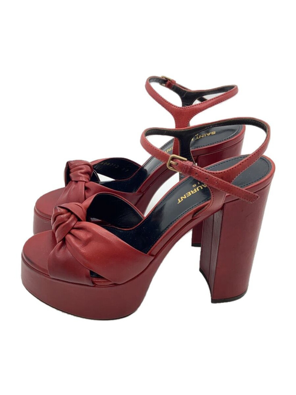 SAINT LAURENT sandali donna in pelle marrone taglia 37