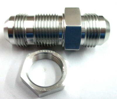 10 an Bulkhead Union Fitting SimChrome Show Polish Silver Alum w/ Bulkhead nut 