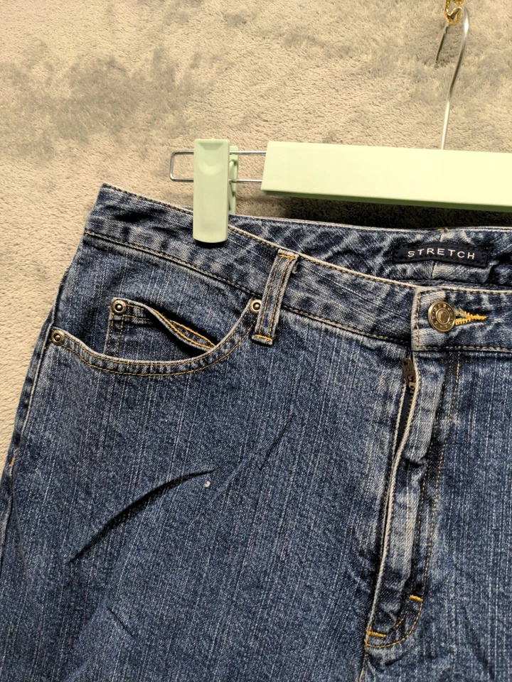 Pantalones de mezclilla para mujer Crazy Horse tiro medio rectos azules lavado medio W:31 L:26 talla 10 Foto 3 de 4