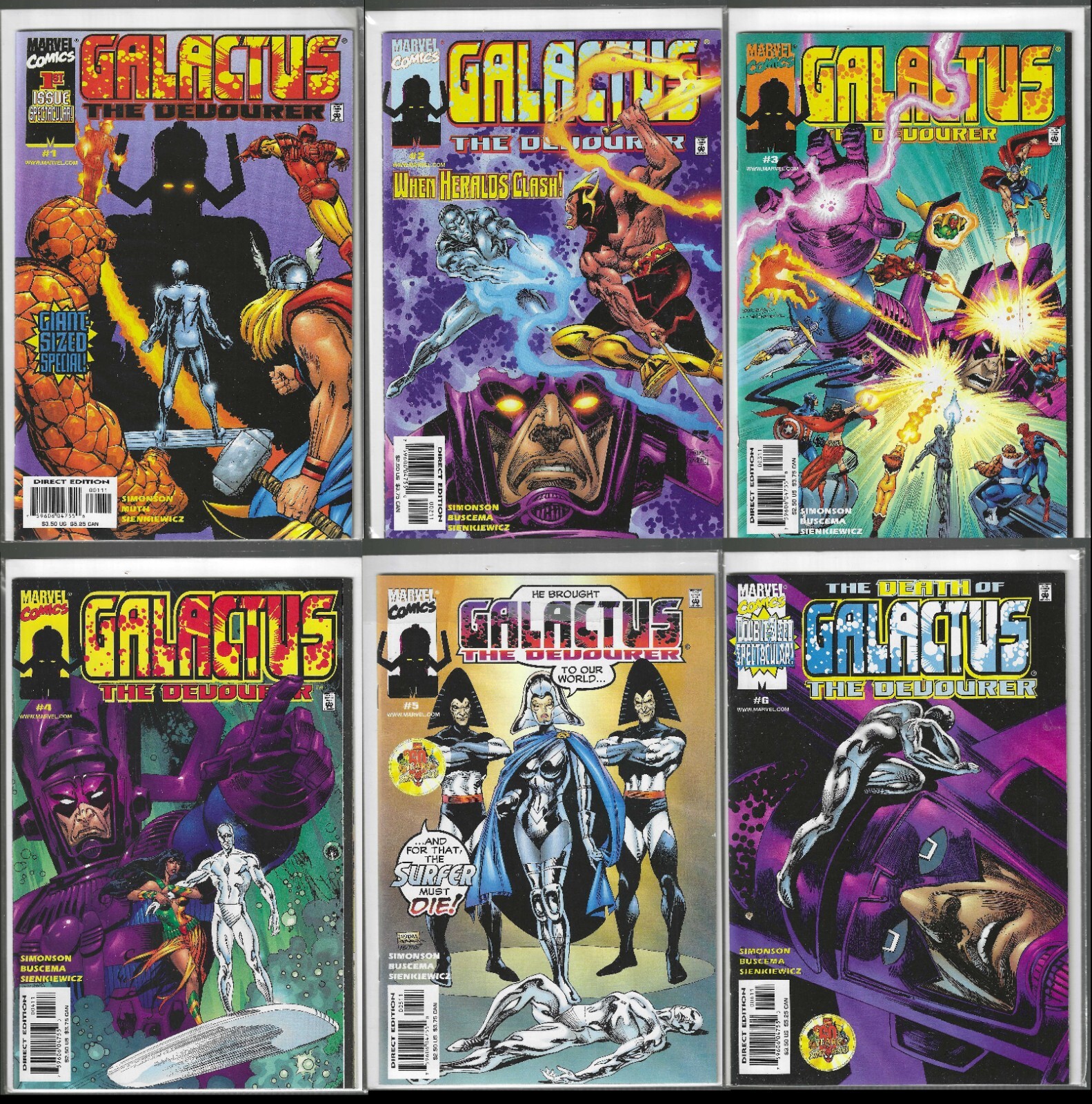 GALACTUS THE DEVOURER #1-6 MARVEL COMICS 1999 9.6/NM+ AVG GRADE COMPLETE S