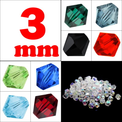 50 Kristall Perlen Preciosa 3mm Rhomben Tschechische Bicone Glasperlen