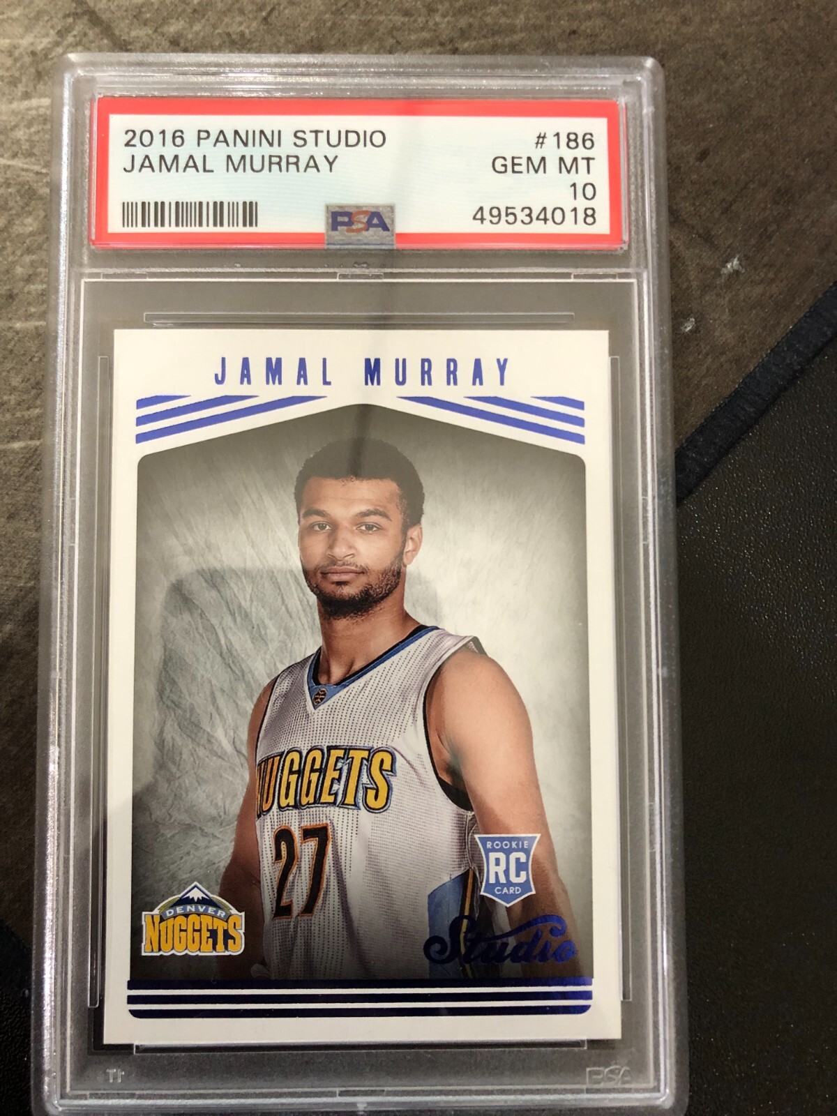 2016-17 Panini Studio Portrait Jamal Murray Rookie RC #186  PSA 10